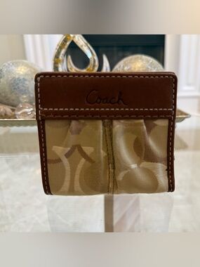 Coach Tan & Brown Signature Canvas Card Case